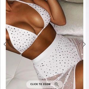 Icy Girl Rhinestone 2 Piece Sunsuit - White